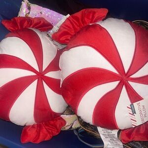 Red and White Decorative Holiday Pillow